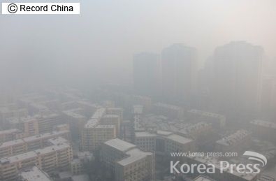 중국 흑룡강성 하얼빈시의 짙은 안개(농무), 사진 : 레코드 차이나