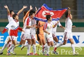 인천 아시안게임 당시 우승을 차지한 북한 여자축구 대표팀의 모습